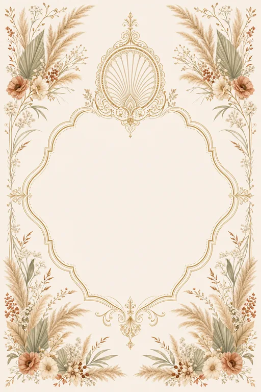 Reception — Pampas Boho Wedding Suite — North Indian Hindu Traditional Reception invitation card design from Ayozan