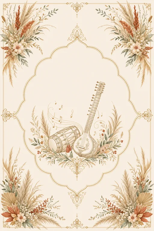 Sangeet — Pampas Boho Wedding Suite — North Indian Hindu Traditional Sangeet invitation card design from Ayozan