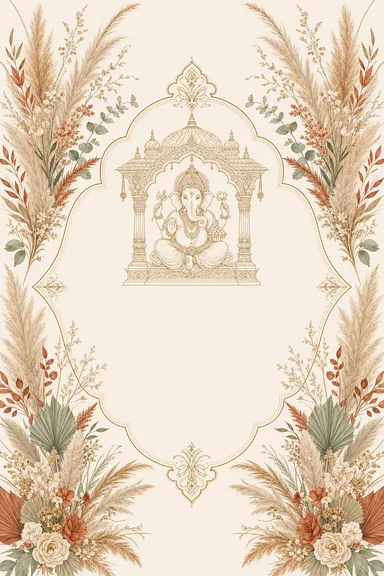 Pampas Boho — Hindi Wedding invitation card design