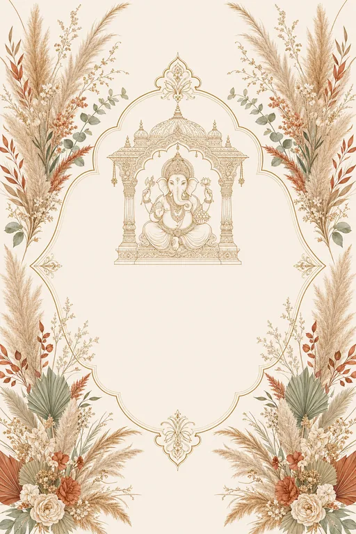 Wedding — Pampas Boho Wedding Suite — North Indian Hindu Traditional Wedding invitation card design from Ayozan