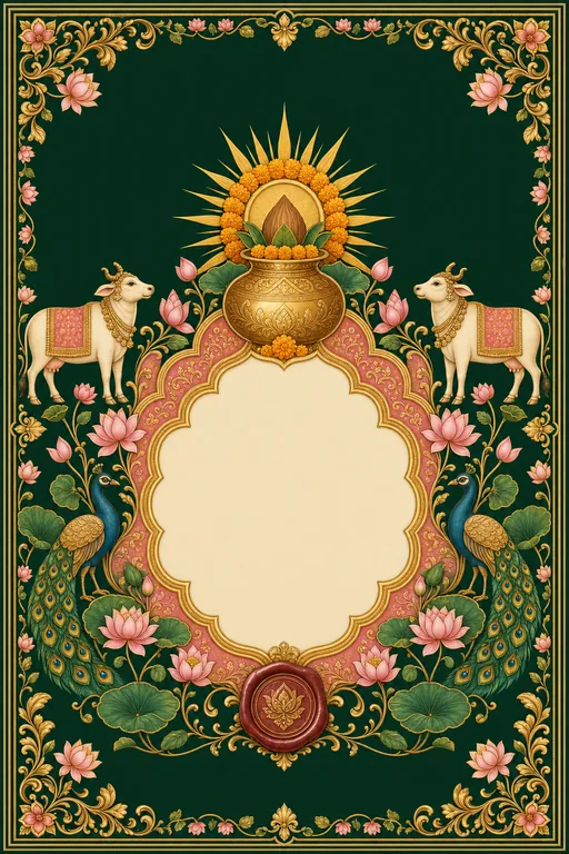 Haldi — Pichwai Nathdwara Wedding Suite — North Indian Hindu Traditional Haldi invitation card design from Ayozan