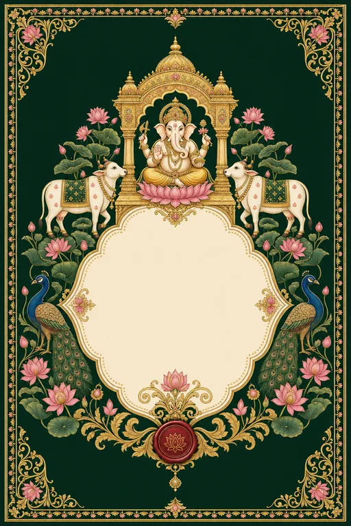 Wedding — Pichwai Nathdwara Wedding Suite — North Indian Hindu Traditional Wedding invitation card design from Ayozan