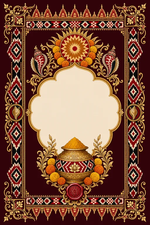 Haldi — Sambalpuri Ikat Wedding Suite — Odia Hindu Traditional Haldi invitation card design from Ayozan