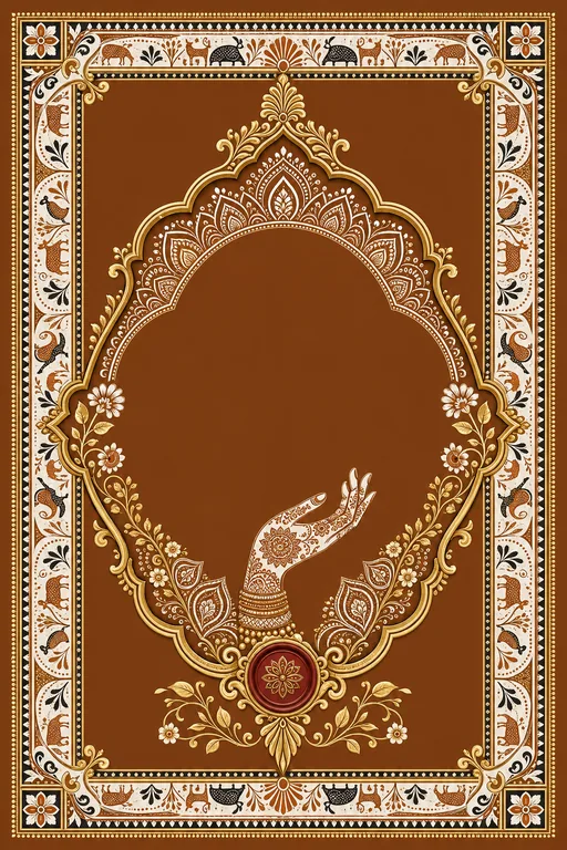 Mehndi — Sohrai-Khovar Wedding Suite — East Indian Hindu Traditional Mehndi invitation card design from Ayozan
