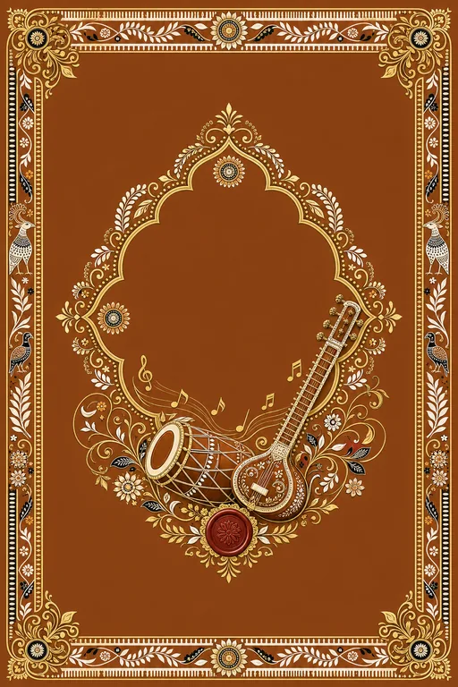 Sangeet — Sohrai-Khovar Wedding Suite — East Indian Hindu Traditional Sangeet invitation card design from Ayozan
