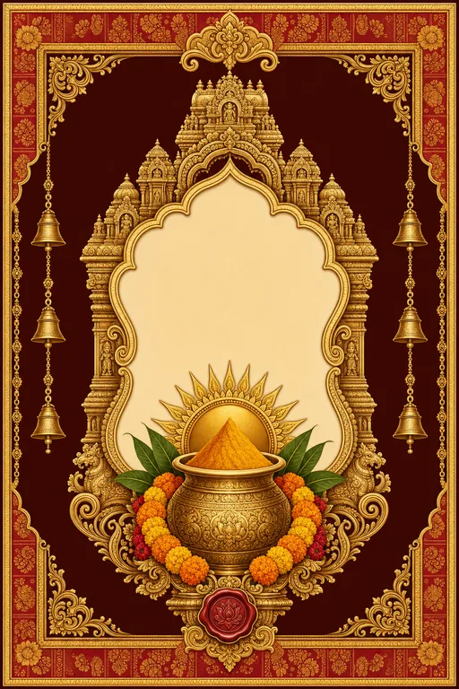 Haldi — South-Indian Temple Wedding Suite — North Indian Hindu Traditional Haldi invitation card design from Ayozan