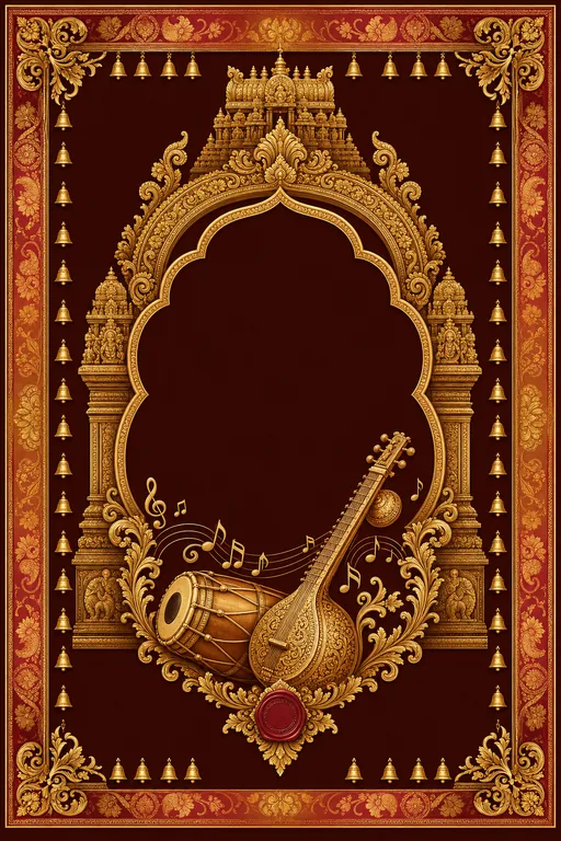 Sangeet — South-Indian Temple Wedding Suite — North Indian Hindu Traditional Sangeet invitation card design from Ayozan