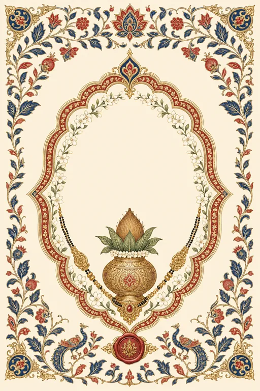 Wedding — Srikalahasti Kalamkari Wedding Suite — Telugu Hindu Traditional Wedding invitation card design from Ayozan