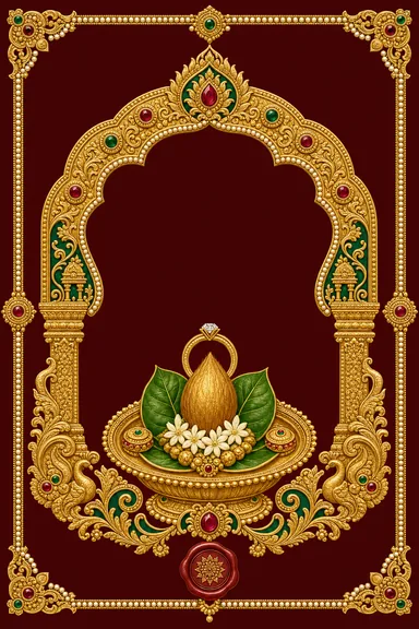 Thanjavur Gold Relief — Thanjavur Wedding invitation card design