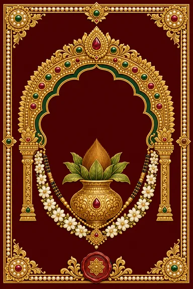 Thanjavur Gold Relief — Wedding invitation card design