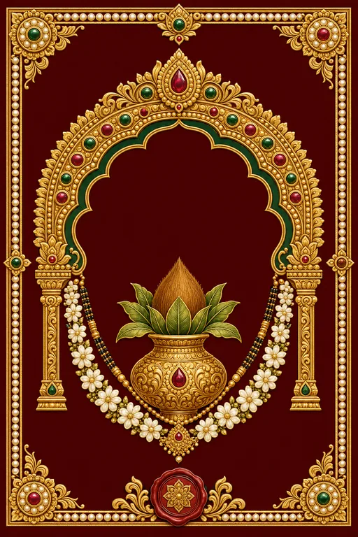 Wedding — Thanjavur Gold Relief Wedding Suite — Tamil Hindu Traditional Wedding invitation card design from Ayozan