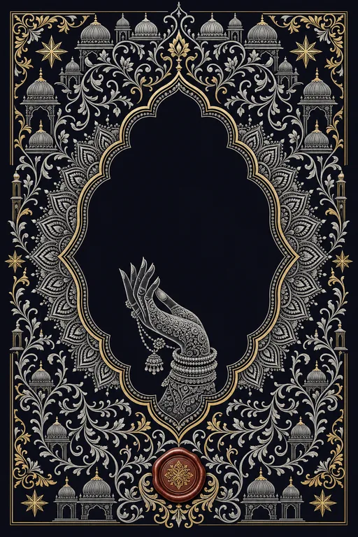 Mehndi — Bidri Silver Inlay Wedding Suite — Hyderabadi Muslim Traditional Mehndi invitation card design from Ayozan