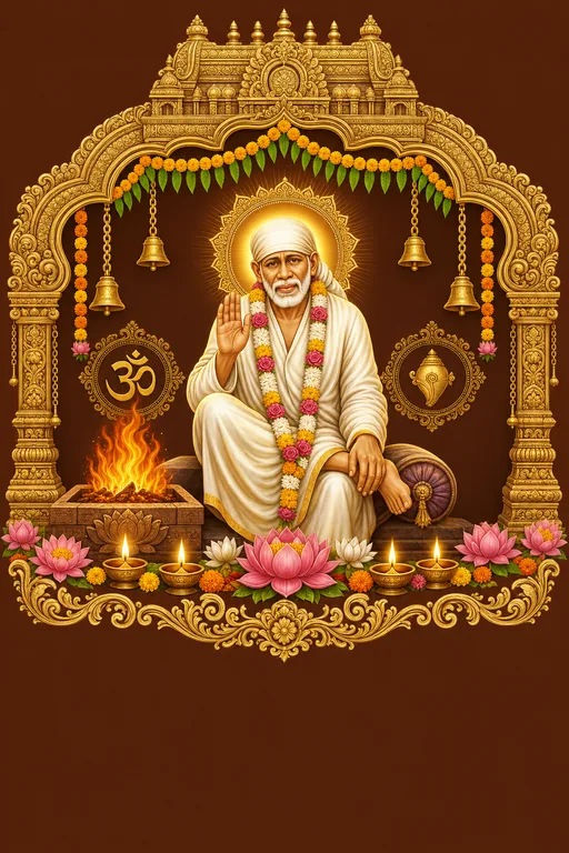 Shirdi Sai Baba — Sai Darshan — Hindu Traditional Sai Darshan invitation card design from Ayozan