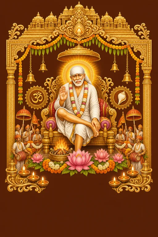 Shirdi Sai Baba — Sai Palki — Hindu Traditional Sai Palki invitation card design from Ayozan