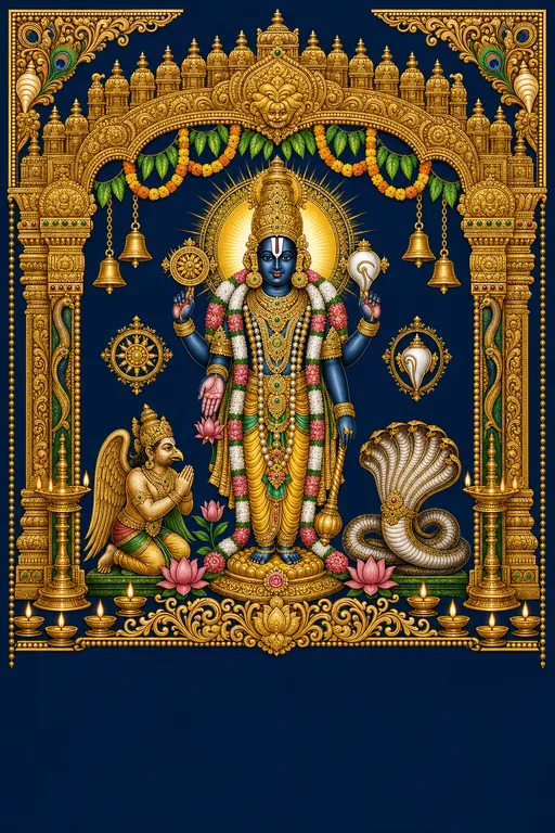 Bhagwan Vishnu / Balaji — Vaikunta Ekadashi — Hindu Traditional Vaikunta Ekadashi invitation card design from Ayozan