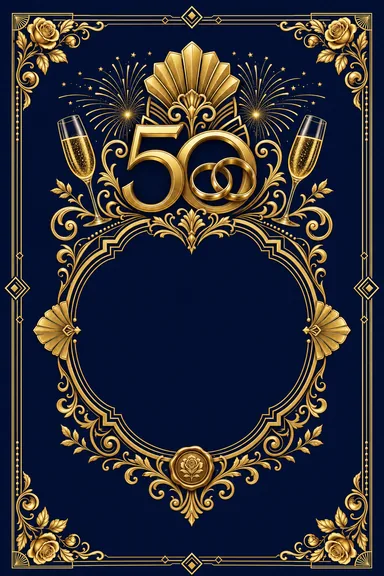 50th — Golden Jubilee — Invitation — Anniversary card design