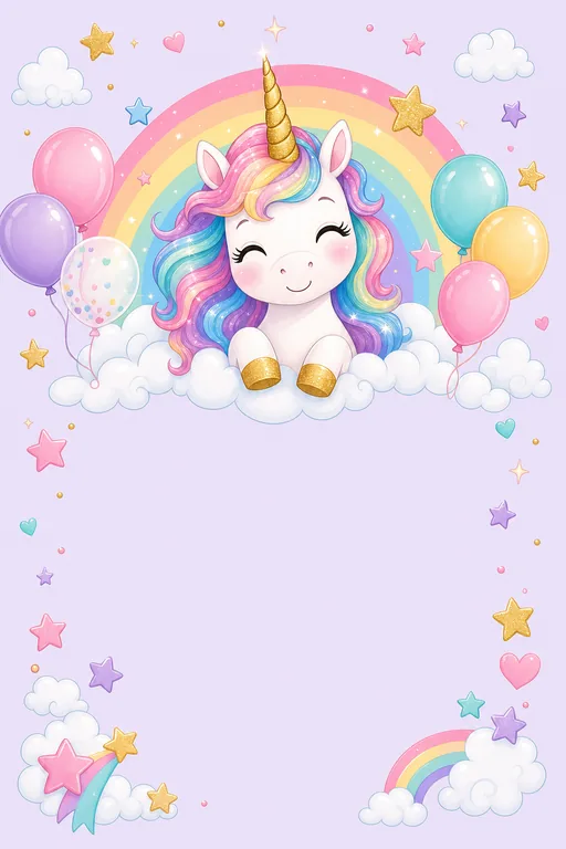 Kids Birthday — Unicorn — Modern Birthday invitation card design from Ayozan