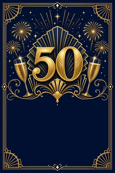 50th Birthday — Golden — Birthday card design