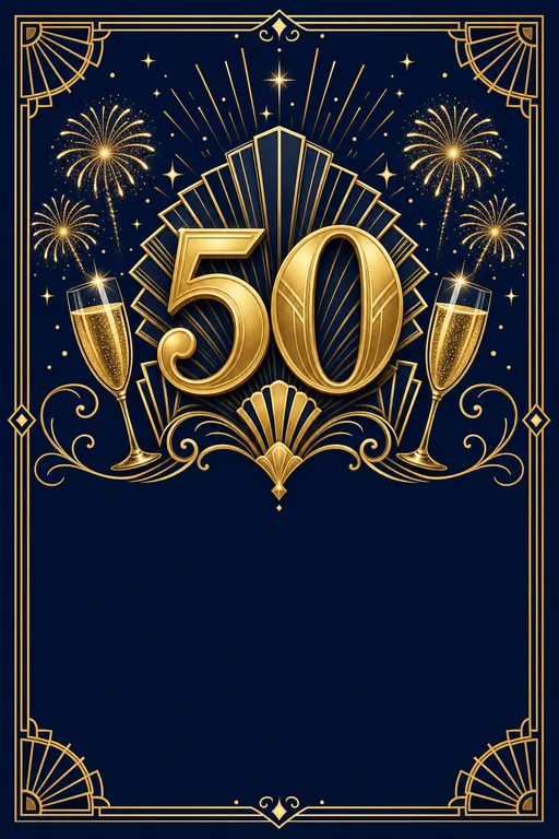 50th Birthday — Golden — Modern Birthday invitation card design from Ayozan