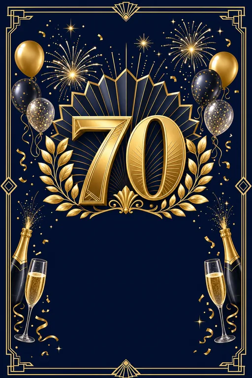 70th Birthday — Milestone — Modern Birthday invitation card design from Ayozan