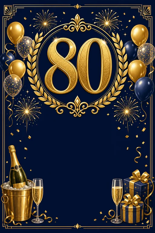 80th Birthday — Milestone — Modern Birthday invitation card design from Ayozan