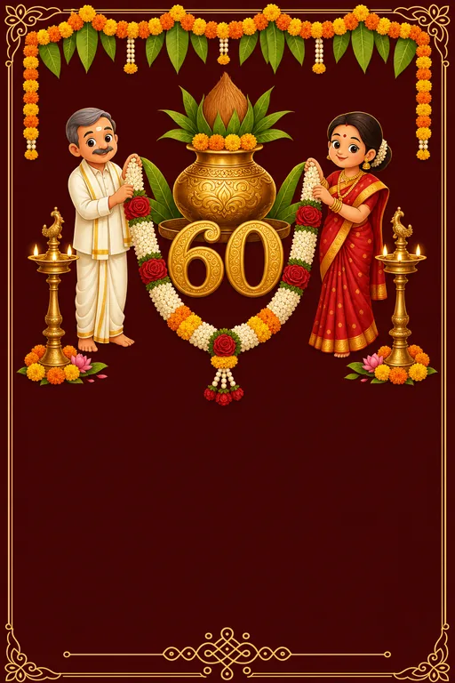 60th — Shashti Poorthi — Modern Birthday invitation card design from Ayozan