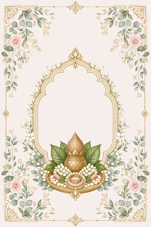 Nishchayam — Blush Botanical Fusion — Hindu Traditional Nishchayam invitation card design from Ayozan