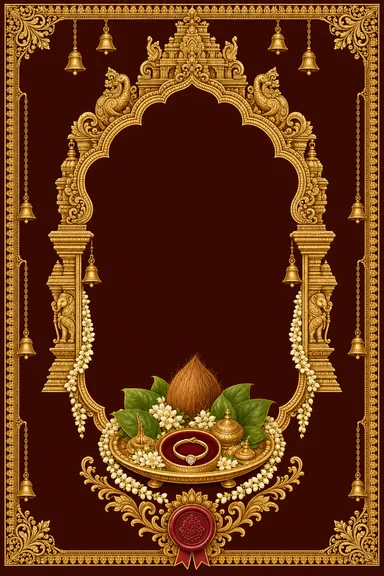 Nishchayam — South-Indian Temple Gold — Engagement card design