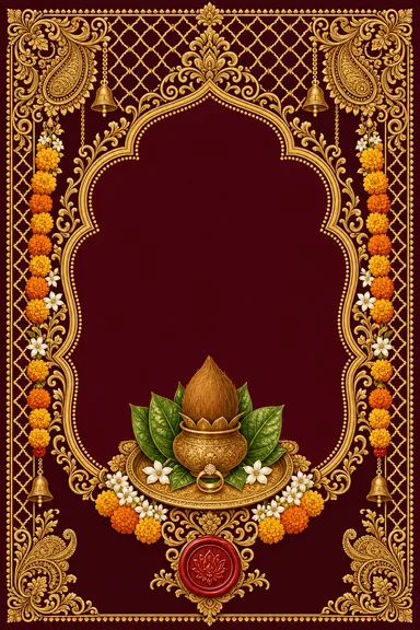 Nishchayam — Marigold Red & Gold — Nishchayam card design