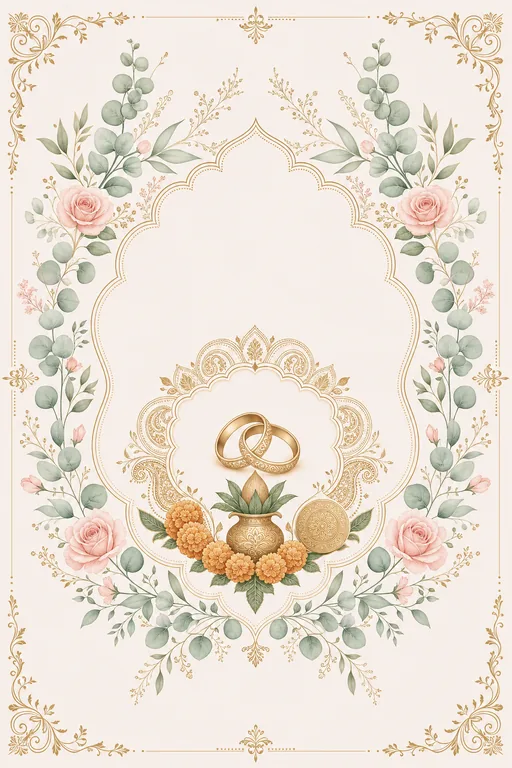 Roka — Blush Botanical Fusion — North Indian Hindu Traditional Roka invitation card design from Ayozan