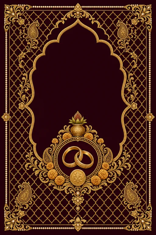 Roka — Royal Mughal Gold — North Indian Hindu Traditional Roka invitation card design from Ayozan