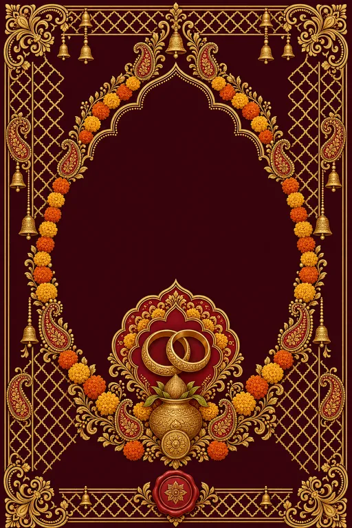 Roka — Marigold Red & Gold — North Indian Hindu Traditional Roka invitation card design from Ayozan