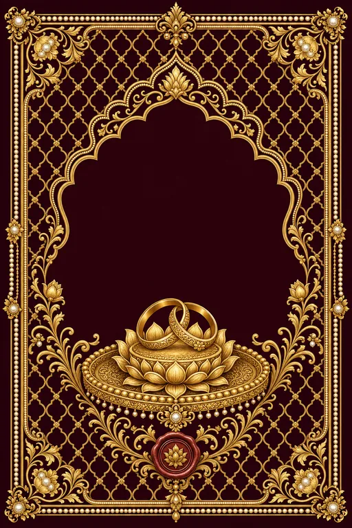 Sagai — Royal Mughal Gold — Hindu Traditional Sagai invitation card design from Ayozan