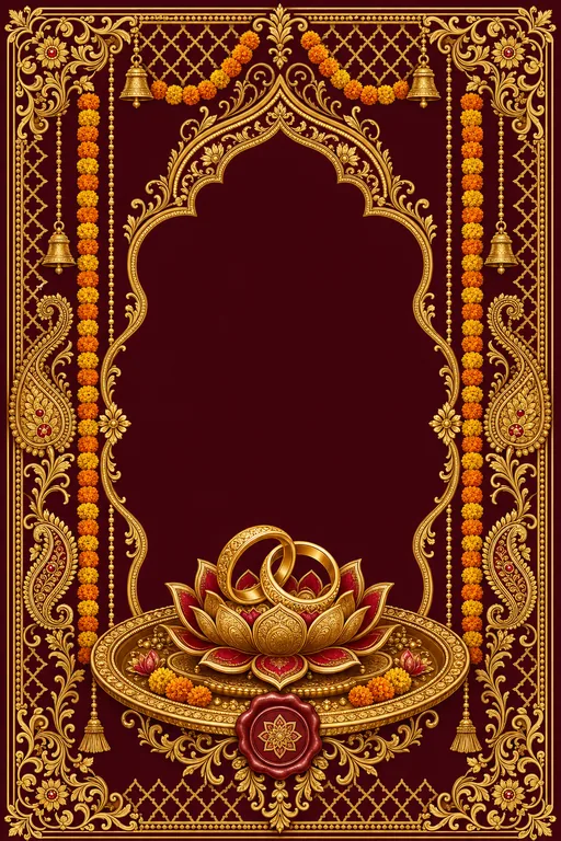 Sagai — Marigold Red & Gold — Hindu Traditional Sagai invitation card design from Ayozan