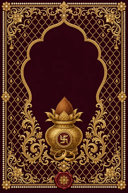 Tilak — Royal Mughal Gold — Awadhi Hindu Traditional Tilak invitation card design from Ayozan