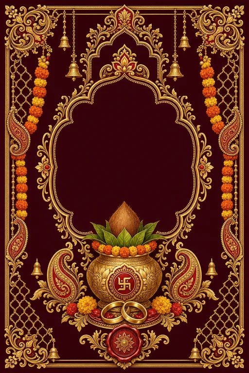 Tilak — Marigold Red & Gold — Awadhi Hindu Traditional Tilak invitation card design from Ayozan