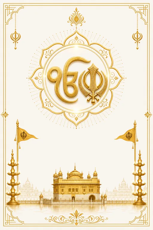 Gurpurab Mubarak — Punjabi Sikh Traditional Guru Nanak Jayanti invitation card design from Ayozan
