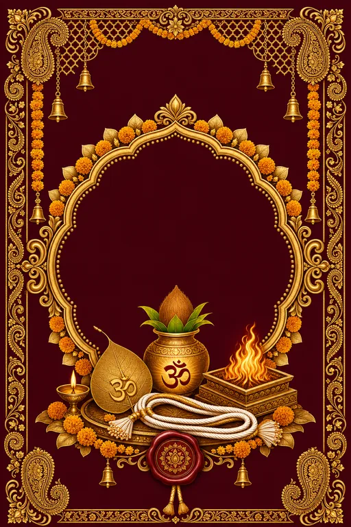 North-Indian Janeu — Sacred Thread — North Indian Hindu Traditional Sacred Thread (Upanayanam) invitation card design from Ayozan
