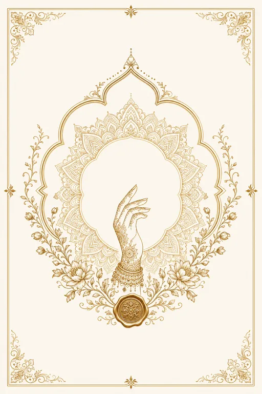 Mehndi — Foil-Gold Luxe Wedding Suite — Hindu Traditional Mehndi invitation card design from Ayozan