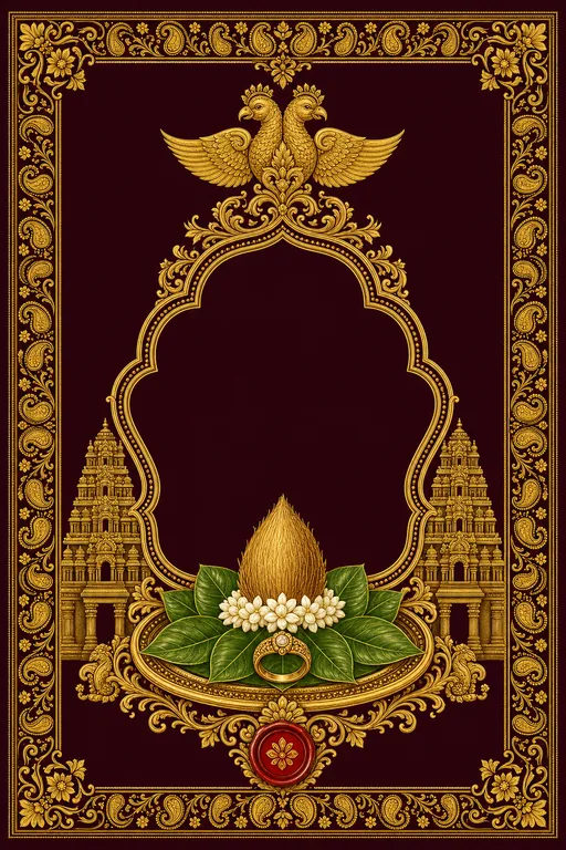 Nischaya Tambula — Kannada Mysore-Silk Wedding Suite — Kannada Hindu Traditional Nischaya Tambula invitation card design from Ayozan
