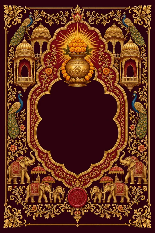 Pithi / Haldi — Marwari Haveli Wedding Suite — Rajasthani Hindu Traditional Pithi / Haldi invitation card design from Ayozan