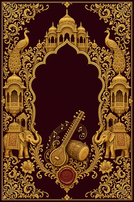 Sangeet — Marwari Haveli Wedding Suite — Rajasthani Hindu Traditional Sangeet invitation card design from Ayozan