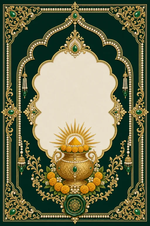 Haldi — Nizami Pearl & Emerald Wedding Suite — Hindu Traditional Haldi invitation card design from Ayozan