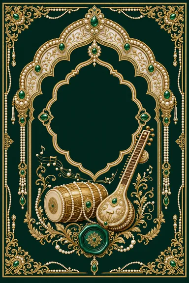 Sangeet — Nizami Pearl & Emerald Wedding Suite — Sangeet card design