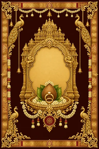Nichayathartham — Tamil Temple-Gold Wedding Suite — Nischitartham card design