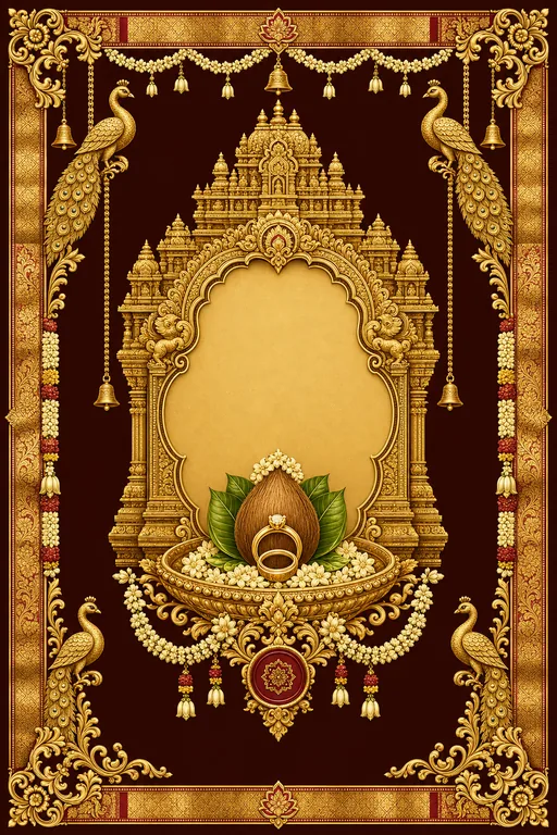 Nichayathartham — Tamil Temple-Gold Wedding Suite — Tamil Hindu Traditional Nichayathartham invitation card design from Ayozan