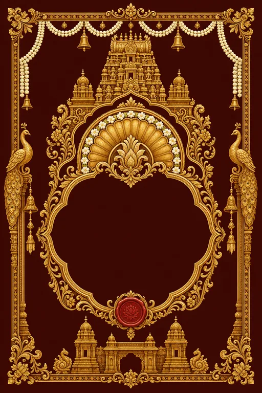 Reception — Tamil Temple-Gold Wedding Suite — Tamil Hindu Traditional Reception invitation card design from Ayozan
