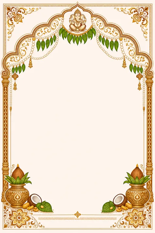 Nischitartham — Telugu Muggu-Gold Wedding Suite — invitation page