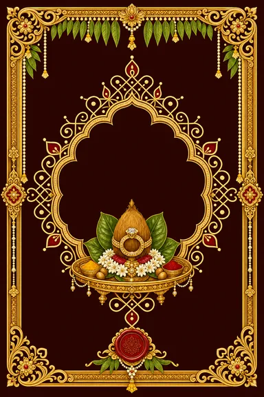 Telugu Muggu-Gold — Telugu invitation card design