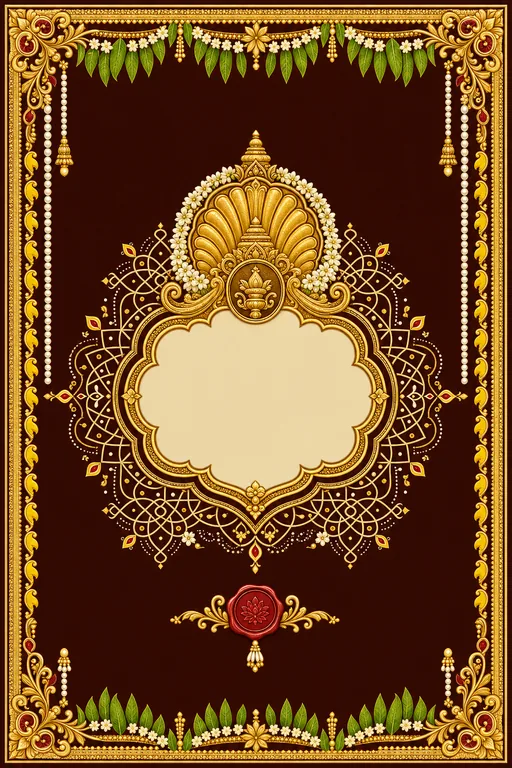 Reception — Telugu Muggu-Gold Wedding Suite — Telugu Hindu Traditional Reception invitation card design from Ayozan